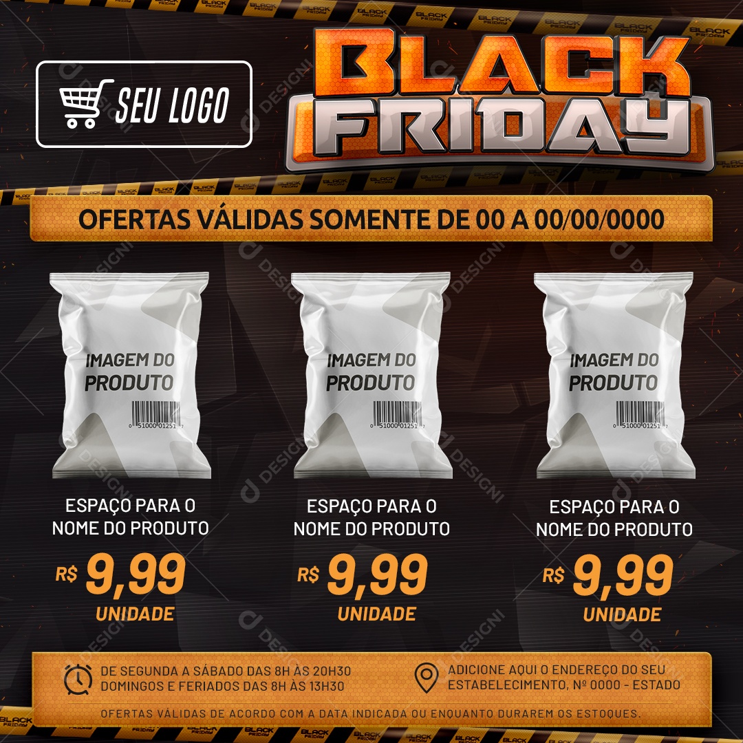Social Media Feed Black Friday Ofertas Válidas PSD Editável