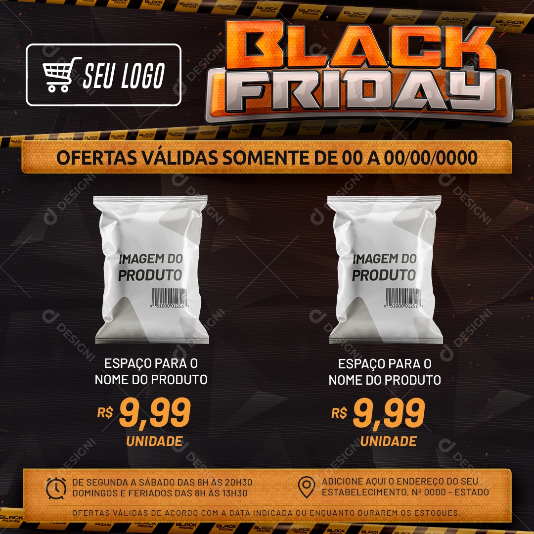 Social Media Feed Black Friday Ofertas Válidas Produtos PSD Editável