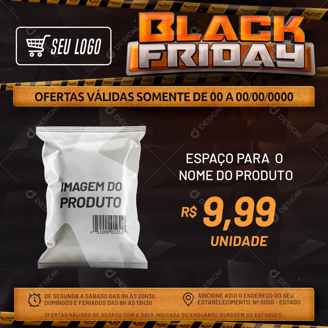 Social Media Feed Black Friday Ofertas Válidas PSD Editável