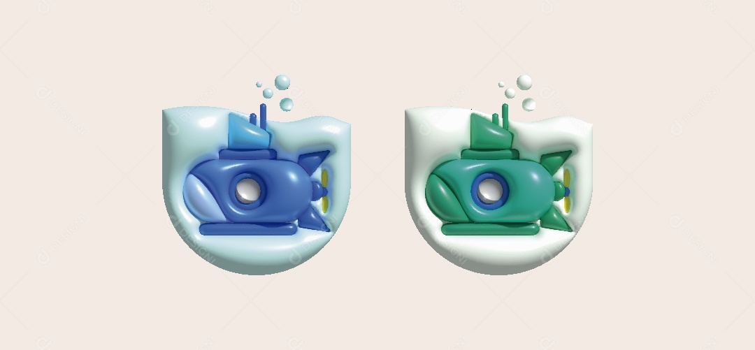 Submarinho de Brinquedo Ilustração 3D Vetor EPS