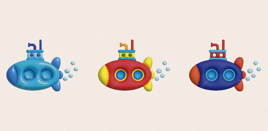 Submarinho de Brinquedo Ilustração 3D Vetor EPS