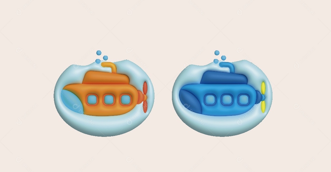 Submarinho de Brinquedo Ilustração 3D Vetor EPS