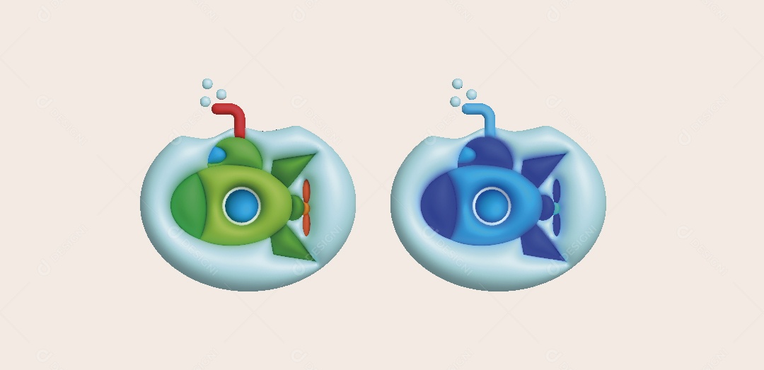Submarinho de Brinquedo Ilustração 3D Vetor EPS