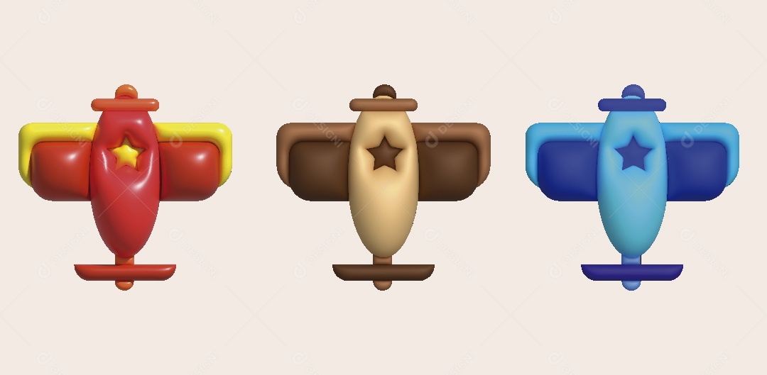 Aviões de Brinquedo Ilustração 3D Vetor EPS