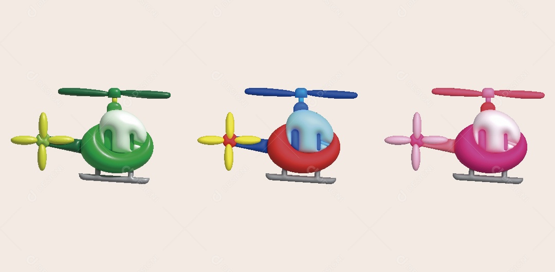 Helicóptero de Brinquedo Ilustração 3D Vetor EPS