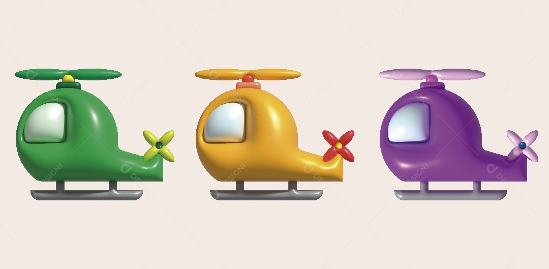 Helicóptero de Brinquedo Ilustração 3D Vetor EPS