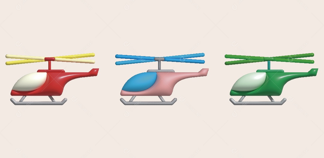 Helicópteros Ilustração 3D Vetor EPS
