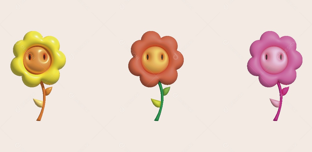 Flores Ilustração 3D Vetor EPS