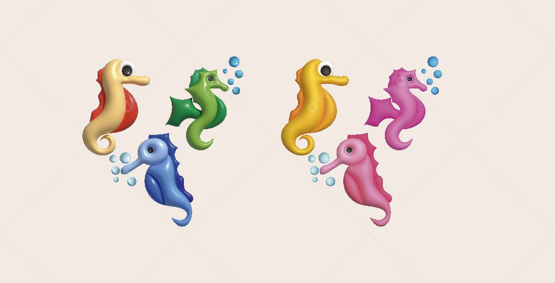 Cavalo Marinho Ilustração 3D Vetor EPS