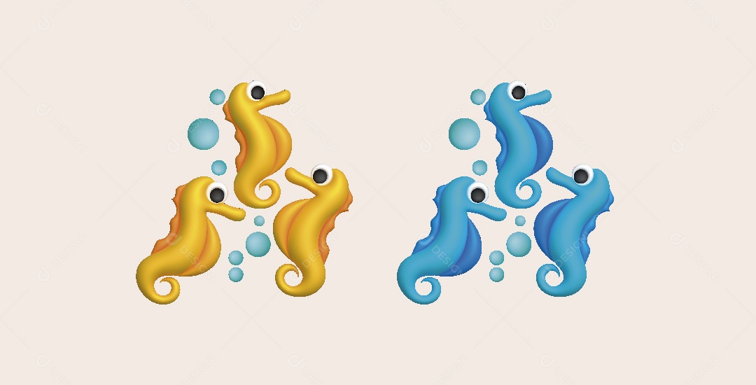 Cavalo Marinho Ilustração 3D Vetor EPS