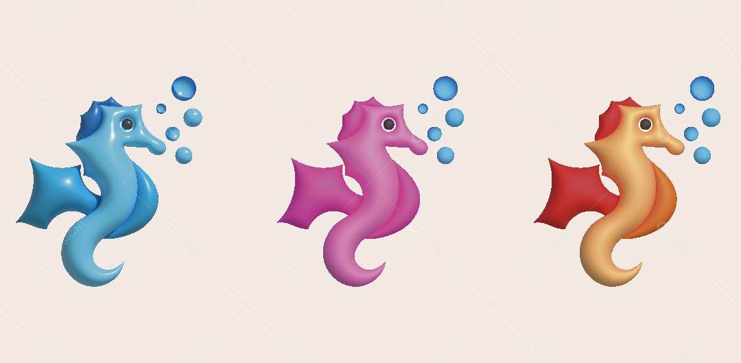 Cavalo Marinho Ilustração 3D Vetor EPS