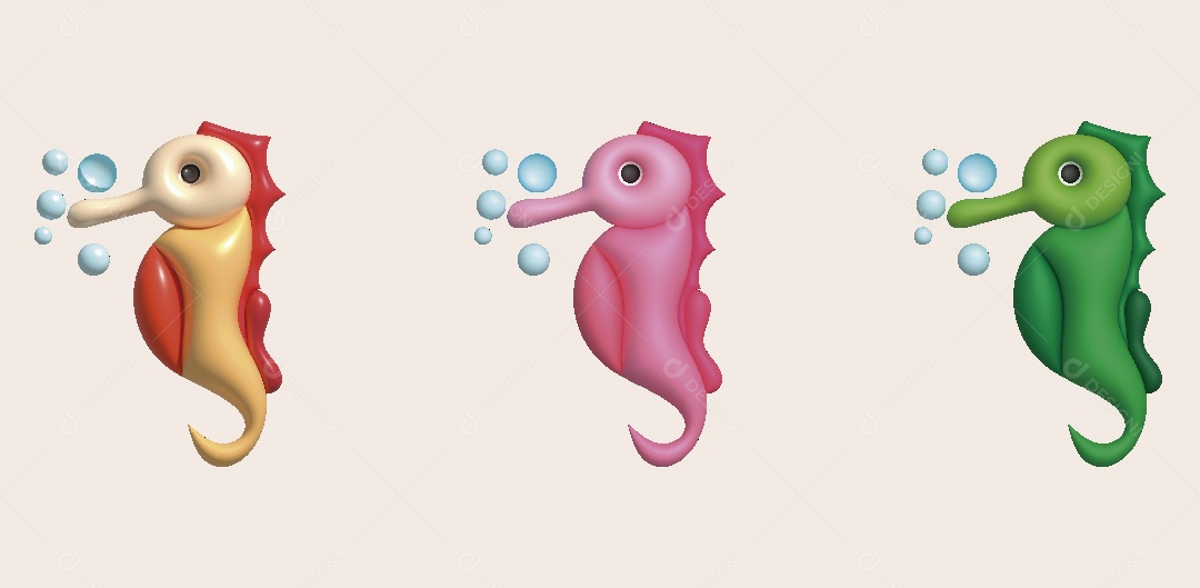 Cavalo Marinho Ilustração 3D Vetor EPS