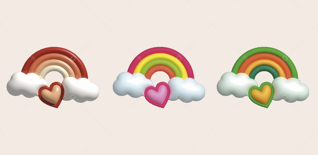 Arco Íris Ilustração 3D Vetor EPS