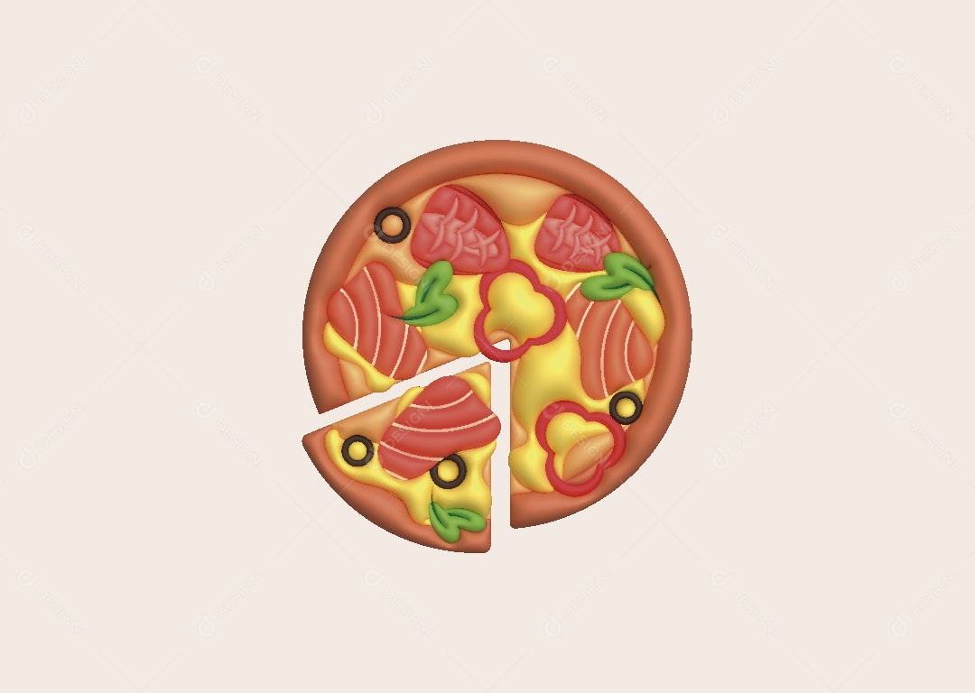 Pizza Ilustração 3D Vetor EPS