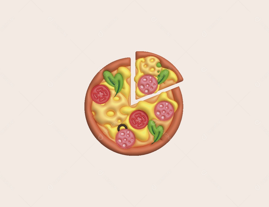 Pizza Ilustração 3D Vetor EPS