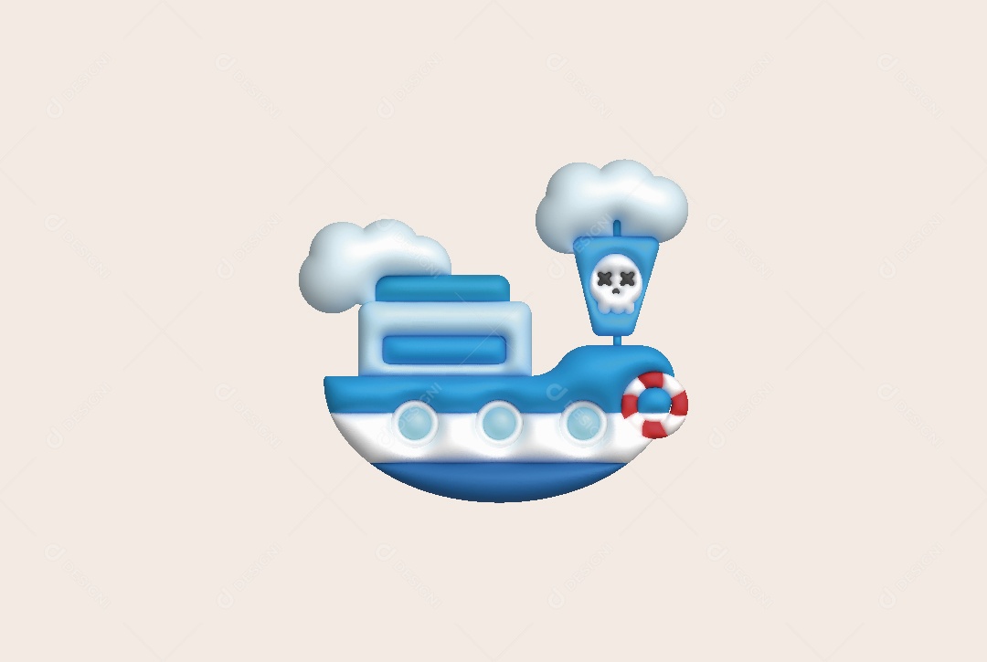 Navio Ilustração 3D Vetor EPS
