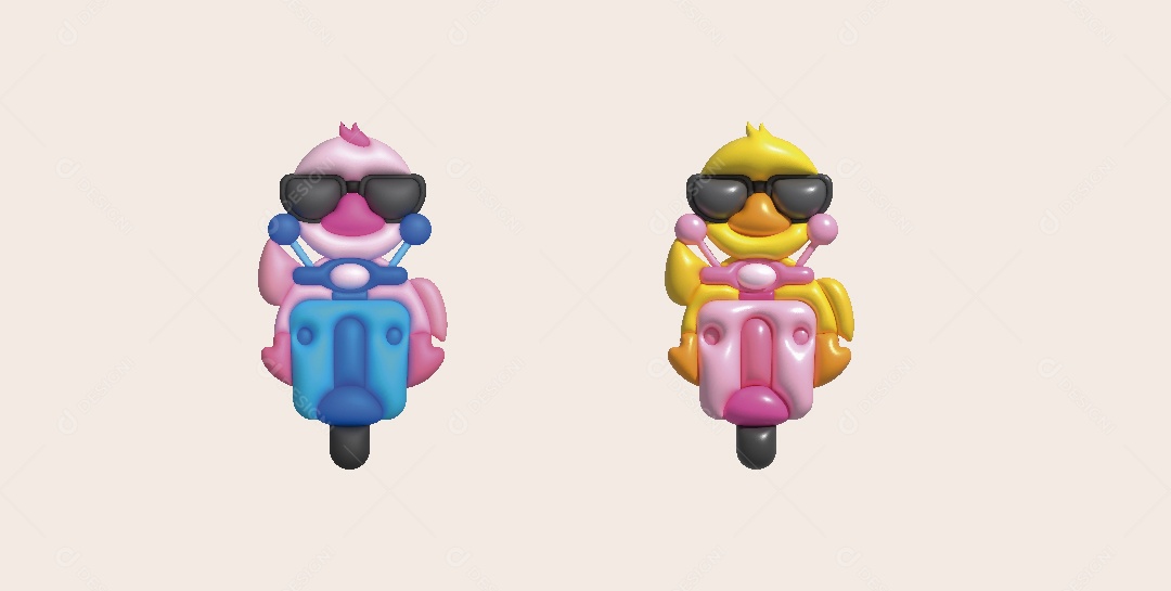 Pato de Moto Ilustração 3D Vetor EPS