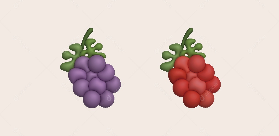 Cacho de Uvas Ilustração 3D Vetor EPS