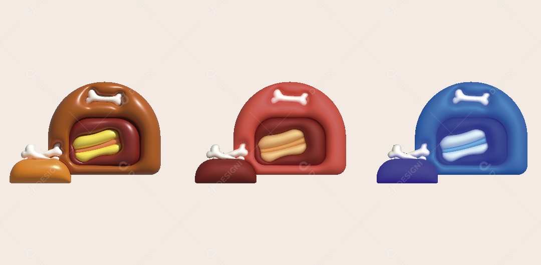 Cama de Cachorro Ilustração 3D Vetor EPS