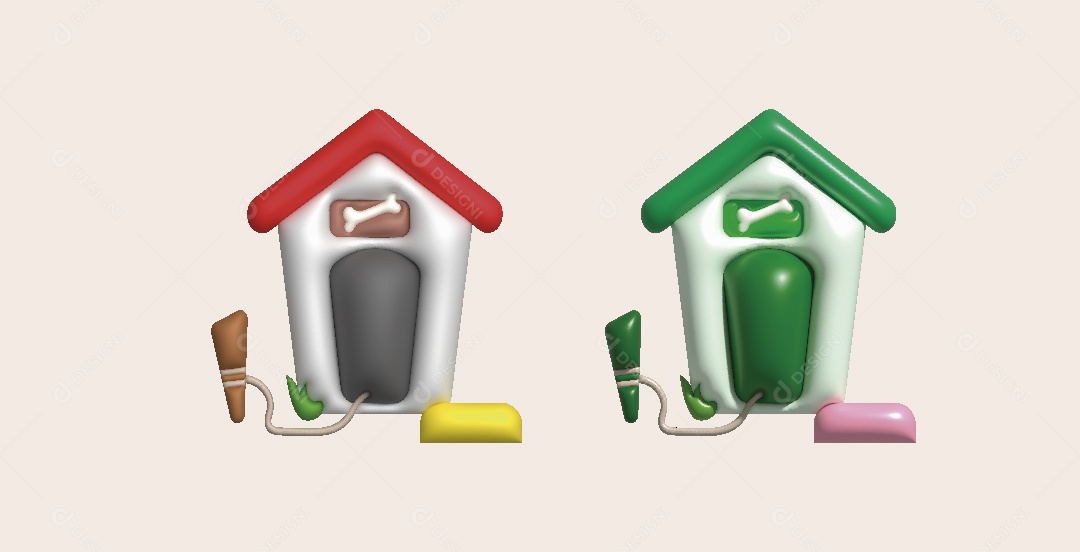 Casinha de Cachorro Ilustração 3D Vetor EPS