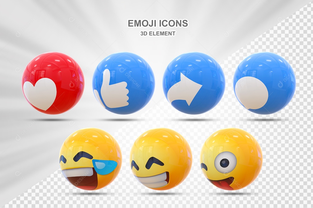 Emojis 3D Rede Social Para Composição PSD