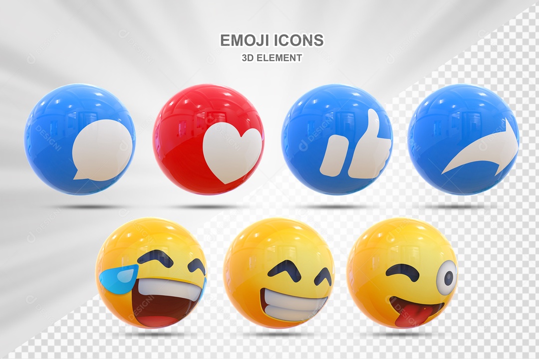 Emojis 3D Rede Social Para Composição PSD