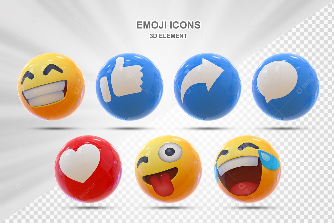 Emojis 3D Rede Social Para Composição PSD