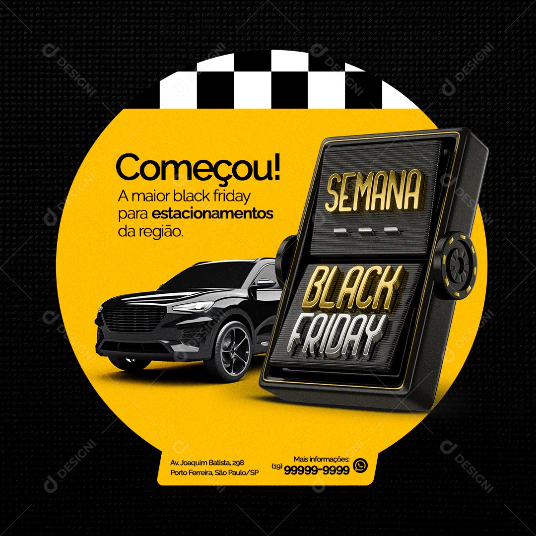 Começou a Maior Maior Black Friday para Estacionamentos da Região Social Media PSD Editável