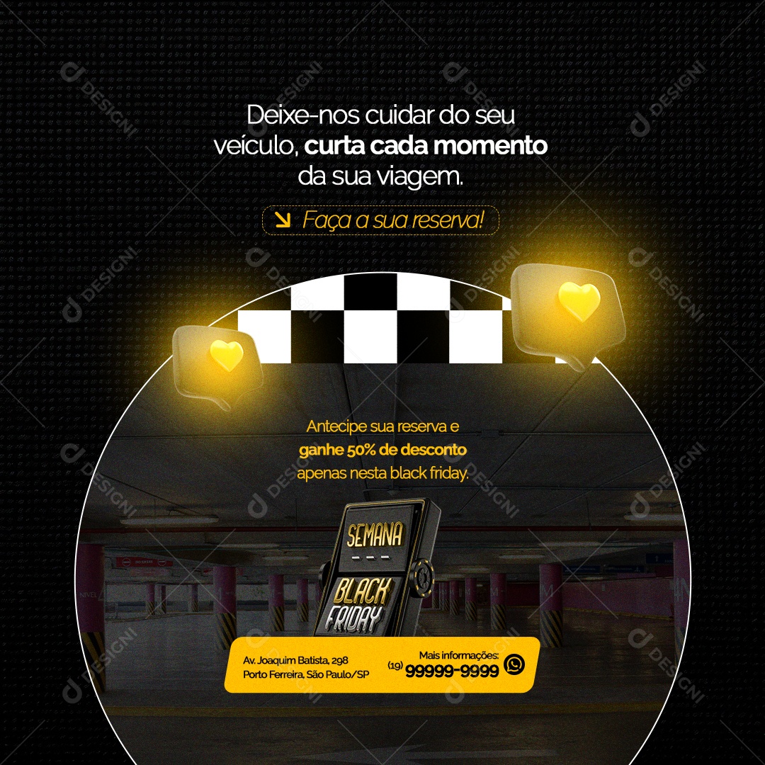 Semana Black Friday Estacionamento Faça a sua Reserva Social Media PSD Editável