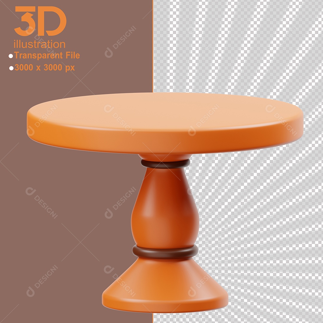 Móvel Mesa Redonda Elemento 3D para Composição PSD