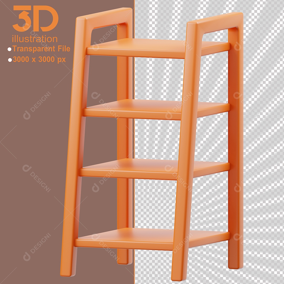 Móvel Escadinha Elemento 3D para Composição PSD