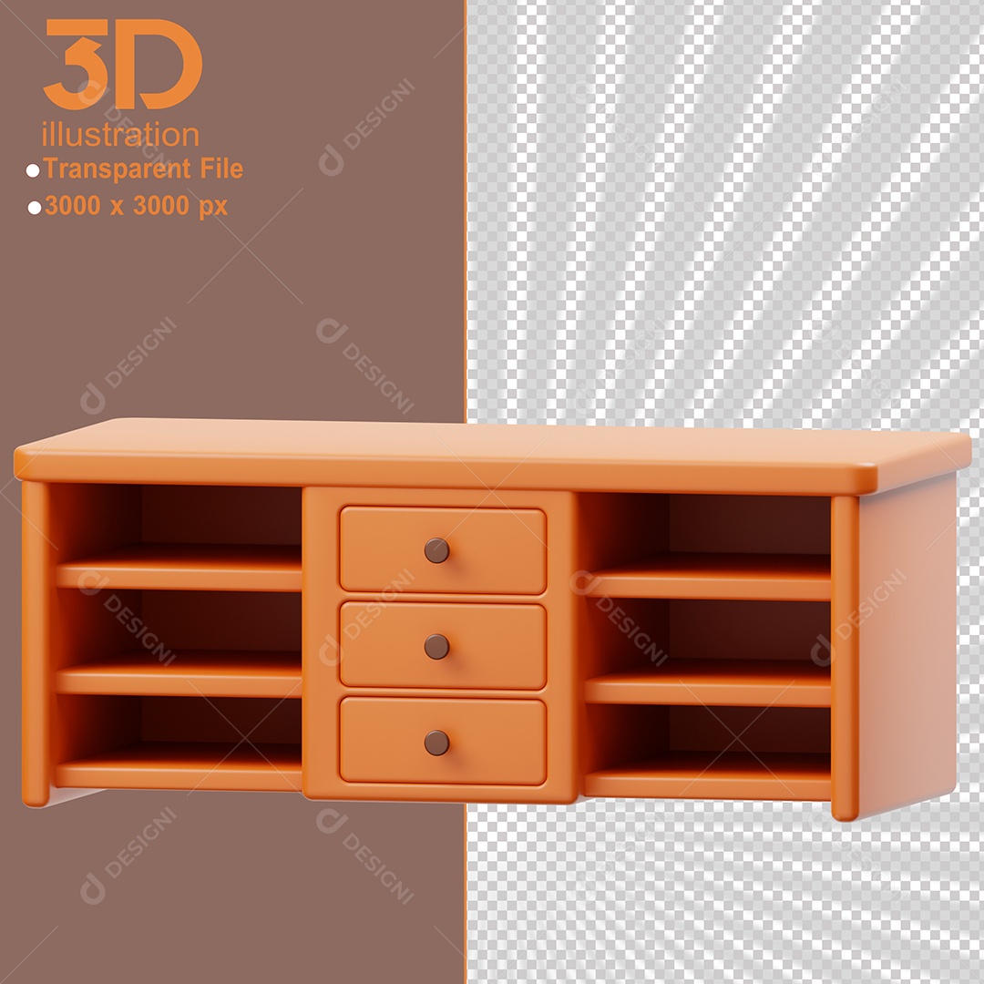 Móvel Suporte de TV Elemento 3D para Composição PSD