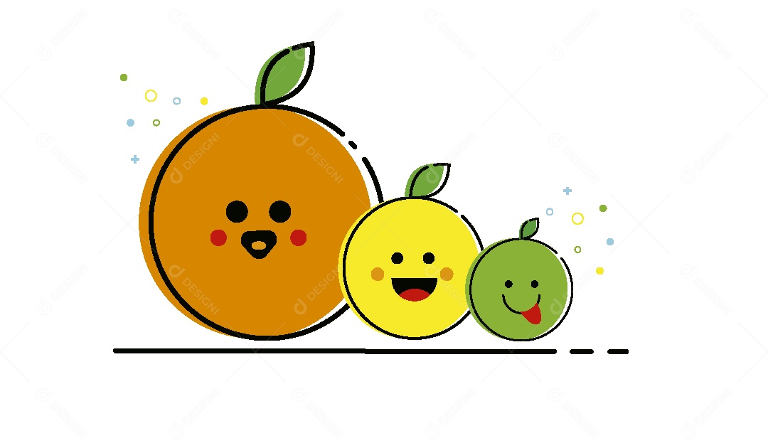 Frutas Personagem Ilustração Vetor EPS