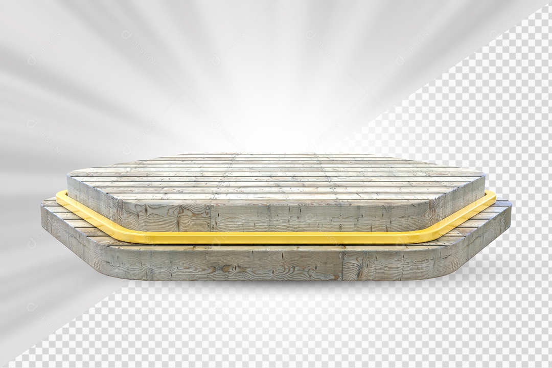 Elemento 3D Podium Madeira Para Composição PSD