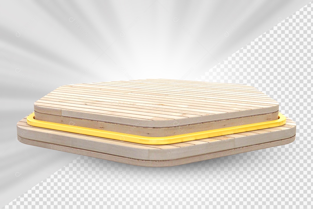 Elemento 3D Podium Madeira Para Composição PSD