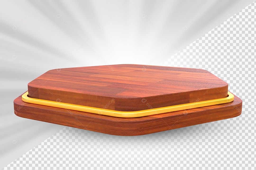 Elemento 3D Podium Madeira Para Composição PSD