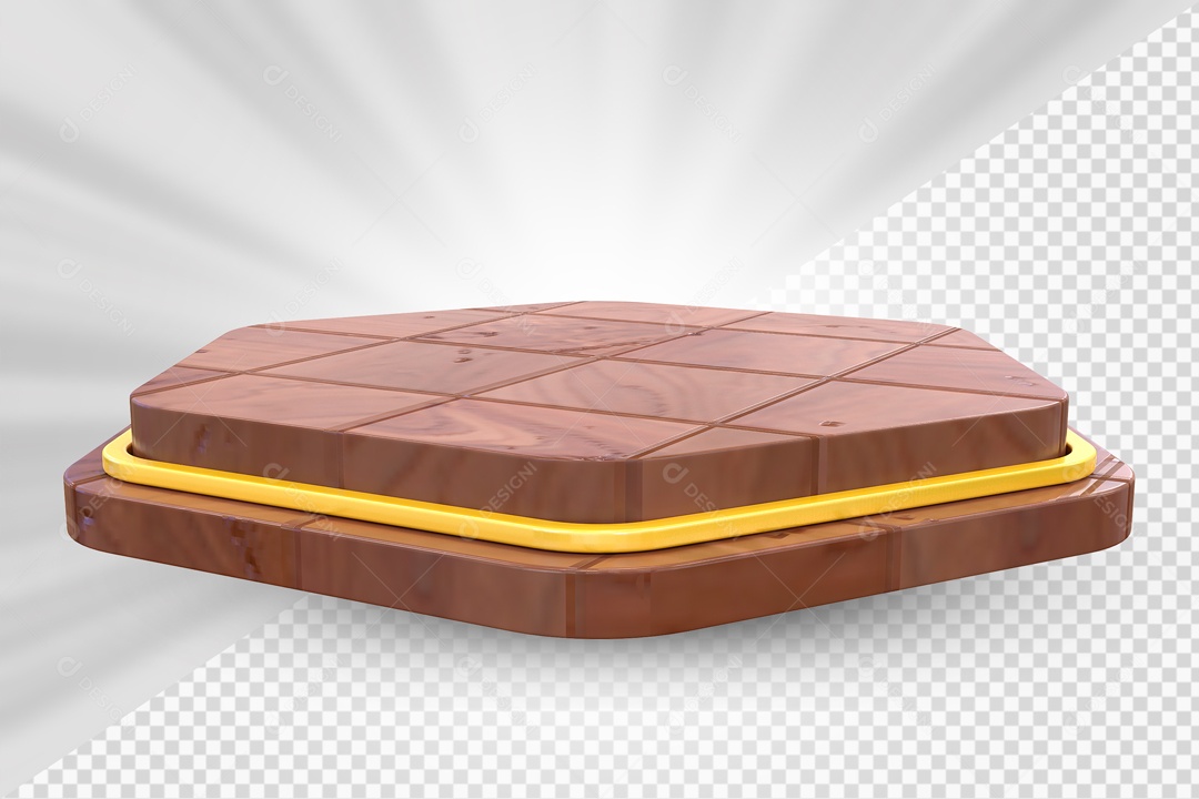 Elemento 3D Podium Madeira Para Composição PSD
