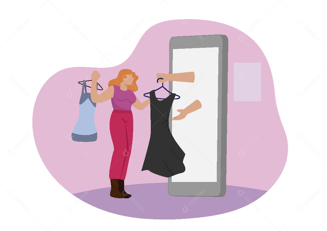 Mulher Escolhendo Roupas Vetor EPS