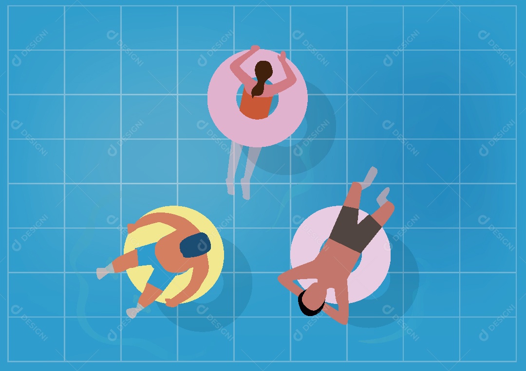 Pessoas na Piscina Ilustração Vetor EPS