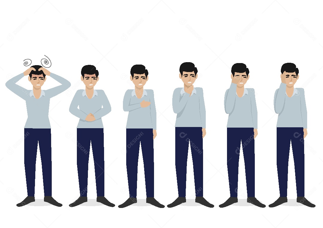 Homem Sentindo Dores em Varias Partes do Corpo Vetor EPS