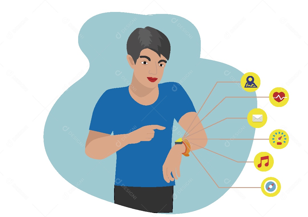 Varias Funcionalidades do Smartwatch Ilustração Vetor EPS