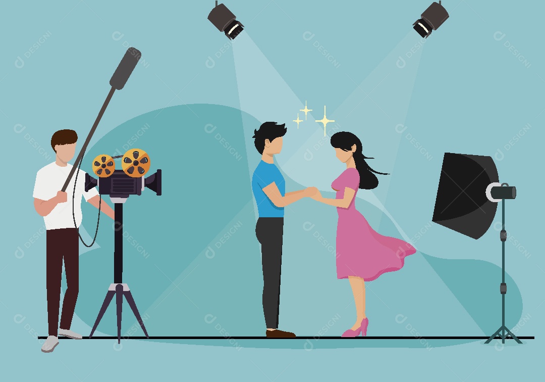 Ensaio Fotográfico de um Casal Ilustração Vetor EPS