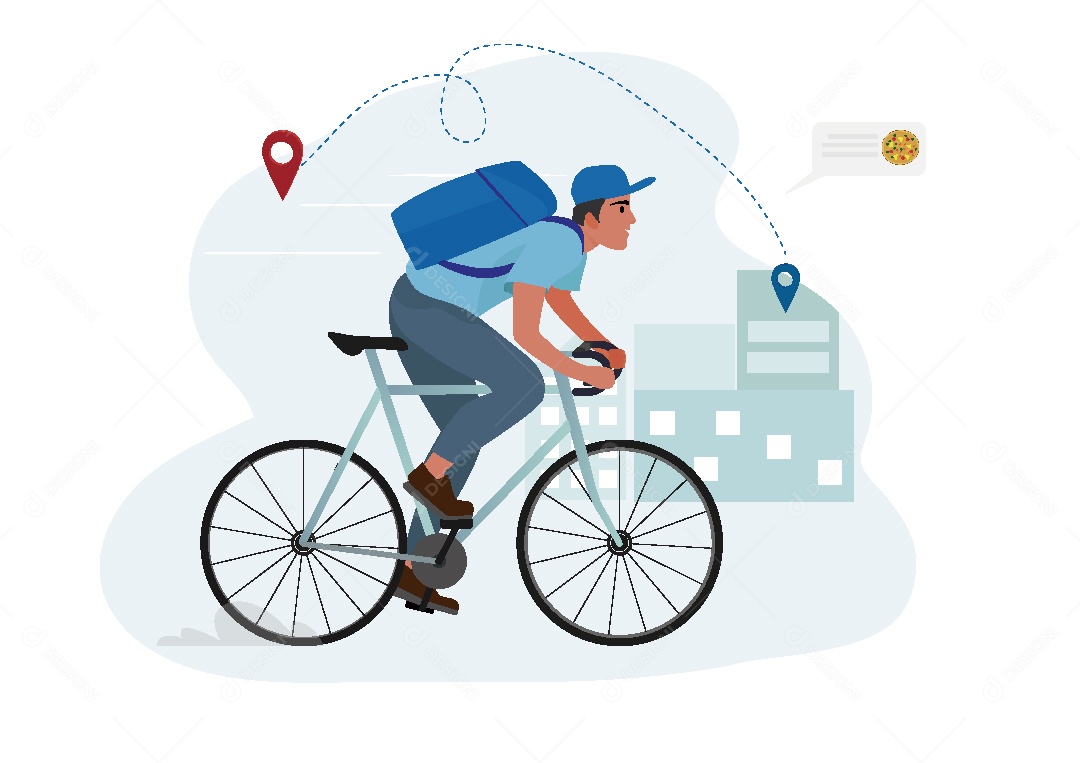 Entregador de Bicicleta Ilustração Vetor EPS