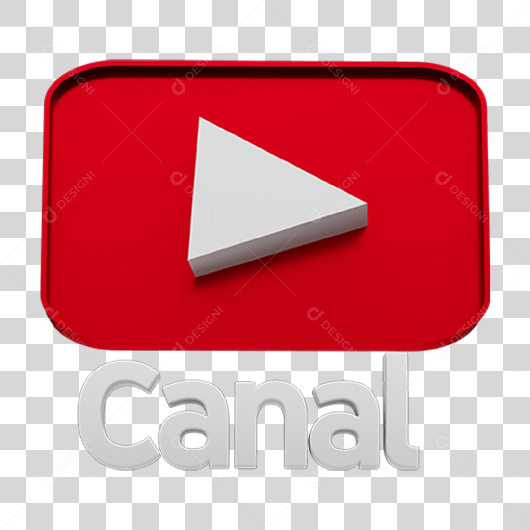Logo 3D YouTube ícone Texto PNG Transparente