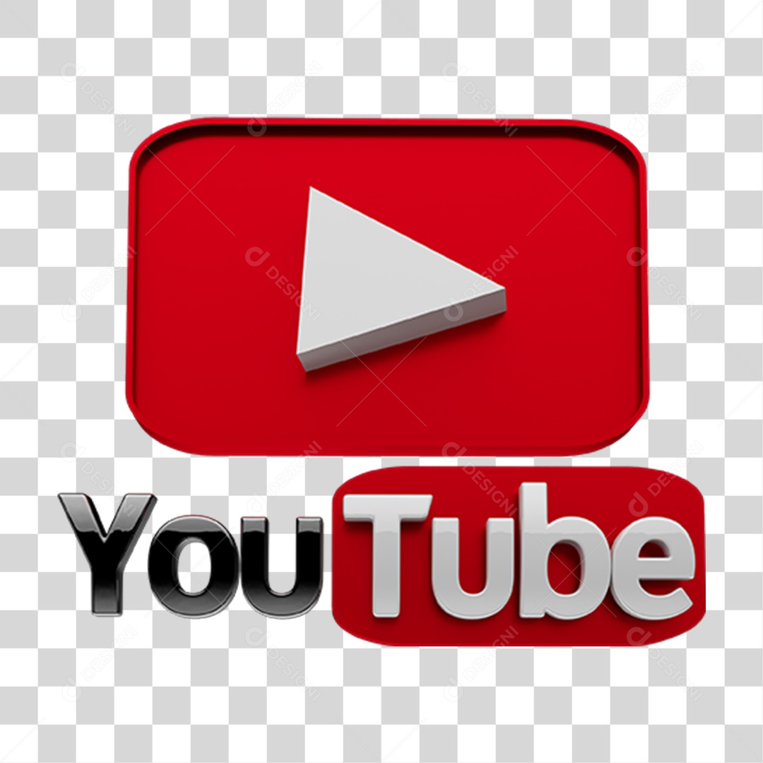 Logo 3D YouTube ícone Texto PNG Transparente