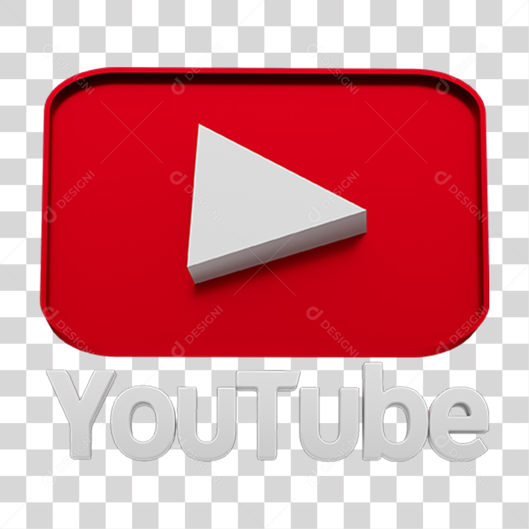 Logo 3D YouTube ícone Texto PNG Transparente