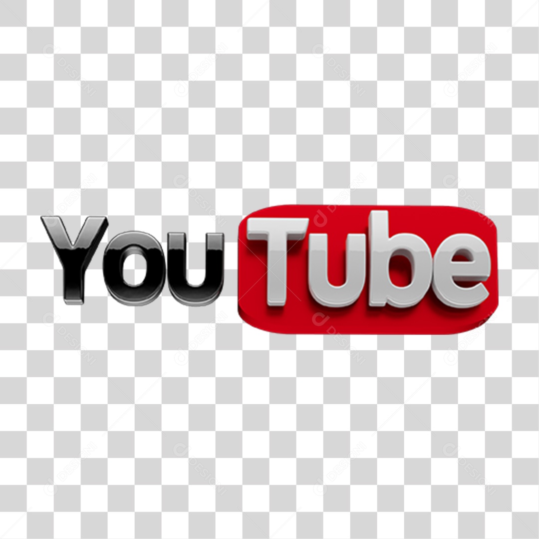 Logo 3D YouTube ícone Texto PNG Transparente