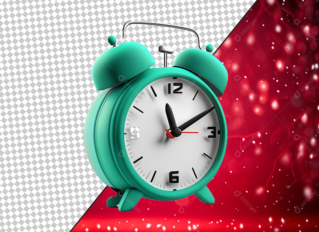 Despertador Alarme Relógio Verde Elemento 3D para Composição PSD