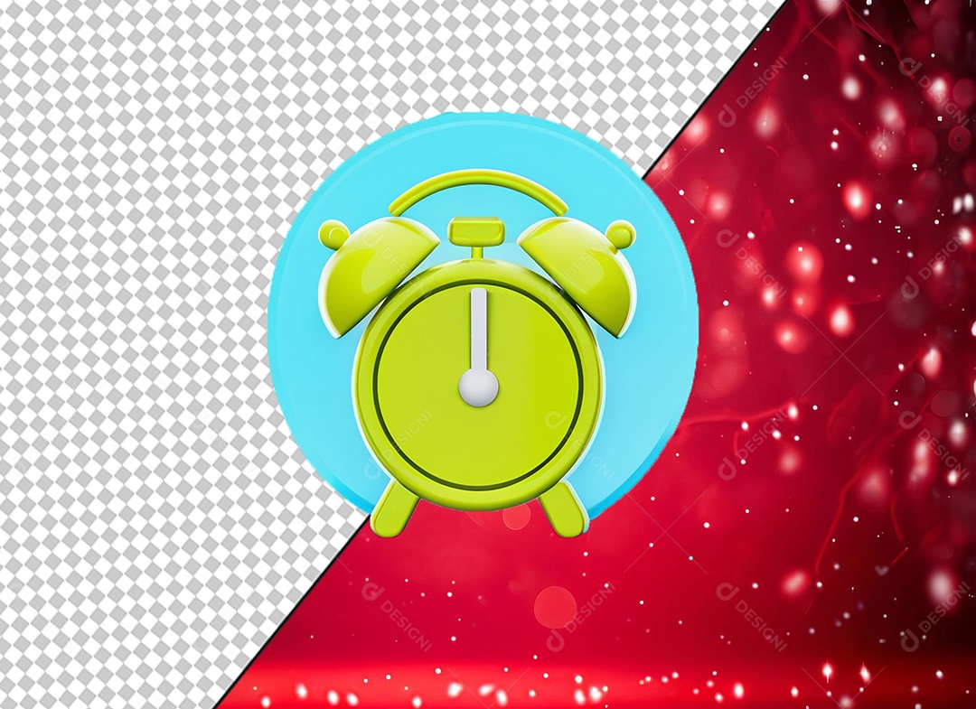 Despertador Alarme Relógio Verde Elemento 3D para Composição PSD