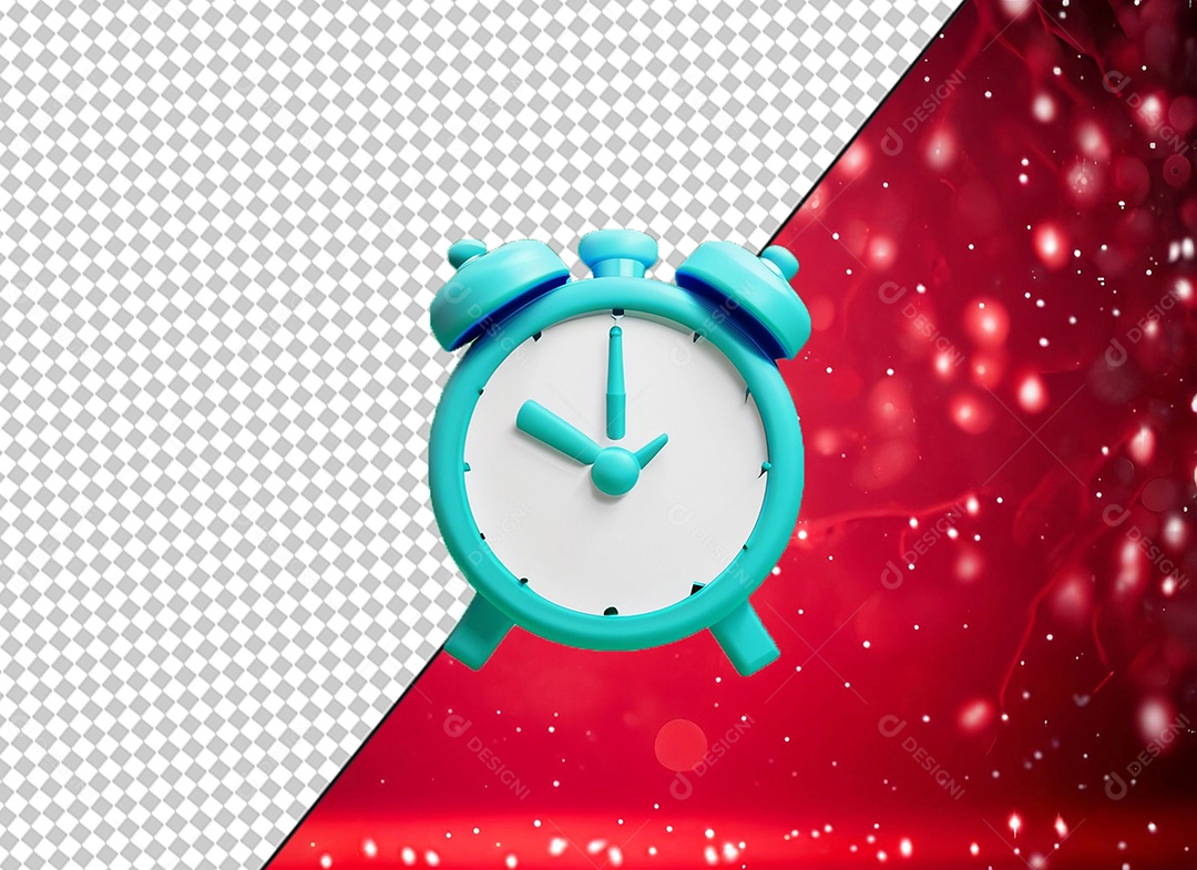 Despertador Alarme Relógio Azul Elemento 3D para Composição PSD